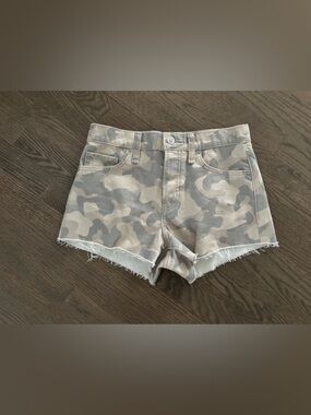 Hudson Jeans Beige and Gray Camo Denim Shorts